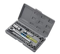 NUZAMAS Lot de 40 clés à douille 1/2", 1/4", 3/8", poignée à cliquet réversible DR Drive avec étui