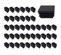 NUZAMAS Lot de 50 embouts carrés en plastique noir 35 x 35 mm, bouchons en plastique, tapis antidérapant en tube carré en plastique, embouts d'échappement pour chaises, bureaux