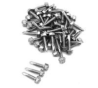 NUZAMAS Lot de 50 vis auto-perceuses en acier inoxydable 304 avec rondelle pour bois, métal 4,2 x 19 mm