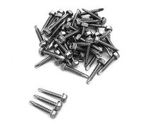 NUZAMAS Lot de 50 vis auto-perceuses en acier inoxydable 304 avec rondelle pour bois, métal 4,2 x 25 mm