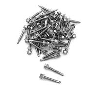 NUZAMAS Lot de 50 vis auto-perceuses en acier inoxydable 304 avec rondelle pour bois, métal 5,5 x 32 mm