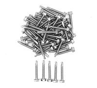 Nuzamas Lot de 50 vis autoperceuses en acier inoxydable 304 avec rondelle, pour bois, métal et vis 4,8 x 32 mm