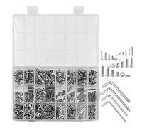 NUZAMAS M3 M4 M5 M6 Boulons à Tête Hexagonale Écrous Rondelles Kit 304 Vis à Tête Hexagonale en Acier Inoxydable Écrous Vis à Tête Bouchon Assortiment Kit avec Boîte de Rangement