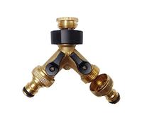 NUZAMAS Séparateur de tuyau à 2 voies en laiton massif Connecteur de tuyau à 2 voies avec vannes d'arrêt / marche, robinet et sorties 3/4 ", utilisez jusqu'à 2 tuyaux à la fois