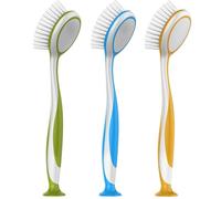 NUZBCPETR Brosse à Vaisselle Ronde, Manche avec Ventouse, Peut se Poser sur Une Surface Plane comme Un évier ou du carrelage. Dimensions : diamètre 5,5 x 25 cm - Lot de 3