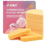 NUZBCPETR Lot de 96 éponges compressées, éponges jetables for le visage, tampons nettoyants for le visage, éponges cosmétiques de spa en cellulose 100% naturelle(Triangle-48 Count)