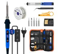 NUZEKY Kit fer à souder 80 W LCD - Électrique, température réglable 180-480 °C, filaire, fer à souder bleu avec 5 pointes, soudure et réparation de qualité supérieure