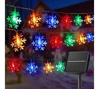 Nuziku Guirlande lumineuse en forme de flocon de neige, 6,5 m, 30 LED, à énergie solaire, avec 8 modes d'éclairage, étanche, pour Noël, mariage, anniversaire, Saint-Valentin, décorations extérieures