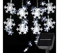 Nuziku Guirlande lumineuse en forme de flocon de neige, 6,5 m, 30 LED, à énergie solaire, avec 8 modes d'éclairage, étanche, pour Noël, mariage, anniversaire, Saint-Valentin, décorations extérieures