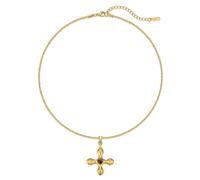 NUZON 2 tons entrelacés | Cœur éclatant de soleil | Mauvais œil | Perle unique | Collier avec pendentif en forme de cœur pour femme en or 18 carats, Plaqué or, Œil de tigre