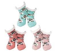 Nuzzles Lot de 3 paires de chaussettes confortables pour enfants, doublure en polaire, semelles antidérapantes, motifs animaux, taille unique, à partir de 3 ans, mouton, Taille unique