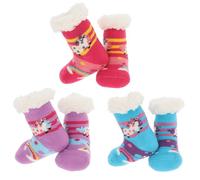 Nuzzles Lot de 3 paires de chaussettes pour petite fille, motif animal et licorne, semelles antidérapantes, doublure en polaire Sherpa, 12-36 mois, Licornes., Taille unique
