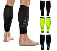 NV Compression Race and Recover Manchons de compression pour les mollets - Noir - Compression Sports Calf Sleeves - Black - For Running, Cycling, Triathlon, Crossfit, Gym (Black/Blue, L-XL)