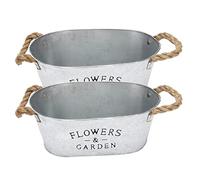 NVDHYTI Lot de 2 Pots rustiques en métal avec poignées for Plantes succulentes et Herbes aromatiques, Style, for l'intérieur