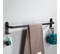 nvdsivee Porte Serviette Salle de Bain sans Percage Porte-Serviettes Murale Noir avec 2 Crochets Barre Serviette en Aluminium Cuisine Noir 1 Couche 70cm