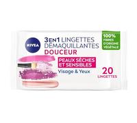 NVEA - Lingettes Démaquillantes Douces pour Visage & Yeux, Nettoyage Efficace et Fraîcheur (Pack de 20) - Le lot de 4
