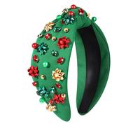 NVENF Serre-tête à carreaux orné de bijoux pour femmes - Serre-tête large noué avec perles de cristal ornées, accessoires pour cheveux et tenues