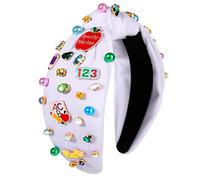 NVENF Serre-tête pour enseignante pour femme Accessoires pour enseignante Serre-tête noué en perles de cristal Serre-tête noué orné de perles de