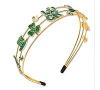 NVENF Serre-tête pour la Saint-Patrick - Trèfle porte-bonheur - Pour femme - Vert - Strass pailletés - Accessoire de cheveux pour fête