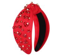 NVENF Serre-tête Saint-Valentin pour femme avec cœur et cristal rouge rose, large nœud supérieur, accessoires pour cheveux, cadeaux (Cœur rouge 3