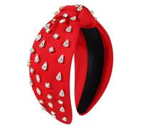 NVENF Serre-tête Saint-Valentin pour femme, serre-tête en perles de cristal, serre-tête à nœud rouge, accessoires pour cheveux, cadeaux pour la S