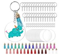 NVGFTG 120 Pièces Acrylique Porte-clés Disque Glands Set avec Disque Acrylique, Glands Pendentifs, Anneaux Ouverts et Porte-Clés pour DIY et L'artisanat
