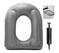 NVGFTG Coussin de siège de toilette gonflable gris avec ventouse - Coussin de siège de toilette gonflable avec pompe à main - Pour adultes et personnes âgées - Handicap