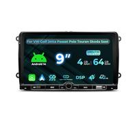 NVGOTEV Android 14.0 Autoradio pour VW Skoda Seat avec Carplay sans Fil/Android Auto, 9 Pouces Radio écran Tactile 4+64Go Support Bluetooth 5.0 WiFi 4G GPS Navi DSP Dab+ FM RDS SWC TPMS OBD