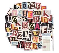 NVGVUP 104 Pcs Lettre Autocollante Vintage, Autocollants Alphabet Scrapbooking, Autocollants Décoration, Lettre Autocollante en Imperméable pour Valise, Ordinateur Portable, Travaux Manuels