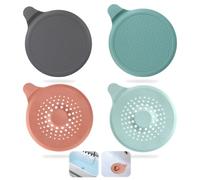 NVGVUP 4 Pcs Bouchons pour Baignoire Silicone, Silicone Attrape Cheveux Douche, Bouchons De Vidange en Silicone Universel, Filtre Evier avec Ventouse pour Douche, Baignoire, Lavabo, Évier