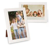 NVGVUP Cadres Photo 10 x 15 cm, 2 Pcs Petits Cadre Photo en MDF, Blanc Modernes Cadre Photo avec Panneau en Plexiglas, Cadres Photo Aspect Chêne pour Table et Mur