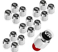 NVGVUP Lot de 16 bouchons de valve de voiture avec inscription : kit de bouchons de valve avec joint pour marquage des pneus d'hiver et des pneus d'été pour voiture, SUV, UVM, marqueur de pneu (argent