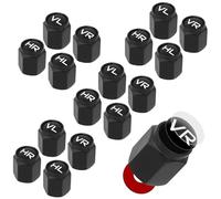 NVGVUP Lot de 16 bouchons de valve de voiture avec joint - Noir | Marqueur de pneu pour pneus d'hiver et pneus d'été, marquage pour voitures, SUV, etc