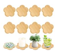NVGVUP Lot de 8 dessous de verre vides en bambou pour travaux manuels, mosaïque, dessous de verre en forme de fleur, pour verres, gobelets, plantes, fournitures de mosaïque DIY