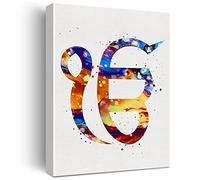 Nvhai Ek Onkar - Impressions sur toile de peinture à l'aquarelle du symbole Khanda pour la décoration murale de la maison, du bureau, œuvre d'art sikhisme encadrée (30,5 x 38,1 cm)