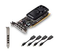 Nvidia Quadro P1000 Carte graphique professionnelle PCIe Express 4 Go GDDR5 4 x Mini DisplayPort Low & High Profile Noir 4 câbles d'affichage