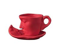 nviusdSJ Tasses à café, Ensemble de tasses et soucoupes à fleurs, styliste, en trois dimensions, faites la main, for le thé l'après-midi(Red)
