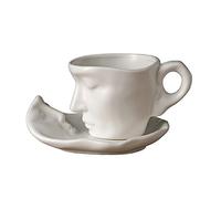 nviusdSJ Tasses à café, Ensemble de tasses et soucoupes à fleurs, styliste, en trois dimensions, faites la main, for le thé l'après-midi(White)