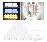 NVIYAM 10 LED lumiere Miroir, Lumiere Coiffeuse - 3 couleurs, Led Coiffeuse, Style Hollywoodien, Lampe de Maquillage, éclairage pour coiffeuse, pour miroir cosmétique, miroir de salle de bain