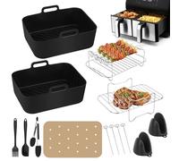 NVIYAM 10PCS Accessoires pour Air Fryer, Ninja Foodi Accessoires de Friteuse à Air Chaud, Ensemble D'accessoires Pour Friteuse à Air Double Zone pour Friteuses à Air Ninja AF400EU, AF300EU, AF500EU
