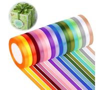 NVIYAM 18 Couleurs Ruban Satin 10mm x 22m, Tissu pour Cadeau Emballage, Décoration de Mariage, Ballons, Bouquet, DIY Artisanat