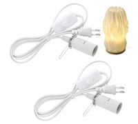 NVIYAM 2 Pieces Câbles pour Lampe de Sel avec Interrupteur et E14 Lampe Prise FR (Européenne) - Blanc, 1,8 m Isolation Câble Douille pour Lampe de Sel