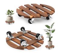 NVIYAM Lot de 2 roulettes rondes pour plantes de 30 cm - Résistantes aux intempéries - Soucoupe avec roulettes - Planche à roulettes - Pour l'extérieur