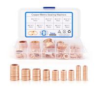 NVIYAM 200 Pcs Rondelles Metal Joint Cuivre Vidange Rondelles pour Gonds de Porte Rondelles Plates Joints Bague D'étanchéité Rondelle Cuivre Joint Vidange Assortiment Kit 9 Tailles - M5M6M8M10M12M14
