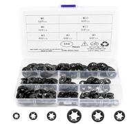NVIYAM 340 Pièces Acier 65Manganèse Rondelles de Blocage Rondelles Metal de Blocage M3 M4 M5 M6 M8 M10 M12 Rondelles Stalock Rapide Pousser Fixations Assortment Kit Rondelles Autobloquante, Noir