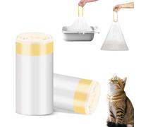 NVIYAM 40 Pièces Sac Litiere Chat, Sacs à Litière pour Chat - 79 x 45 cm, Sacs Poubelle Litiere Chat Anti-Déchirure avec Cordons, Épais Anti-Fuite Sac Litière