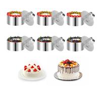 NVIYAM 6 Pièces Cercle a Patisserie, Cercles De Présentation en Acier Inoxydable, 8cm Diamètre Ronds Emporte Piece Patisserie, Emporte-Pièces Ronds avec Poussoir Moule à Mousse à Dessert