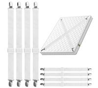 NVIYAM 8 Pièces Tendeur Drap Housse - 30cm à 130cm Tendeurs De Drap RéGlables pour Drap De Lit, Clips de Drap de Lit Blancs pour Matelas,Planche à Repasser Ou Canapé