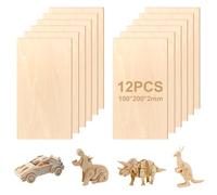NVIYAM Lot de 12 Contreplaqué, 100x200x2mm Feuilles de Tilleul, Contreplaqué non Fini, Feuilles de Bois Minces, Feuilles de Bois de Tilleul Pour Bricolage Artisanate en Bois Modèles et Peintures