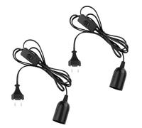 NVIYAM Douille E27 avec Fil, 2 Piecès Douille E27 avec Interrupteur, 2M Cable, Douille E27 avec Interrupteur, pour Lampadaires Lustres, La Chambre et La Cuisine (Noir)